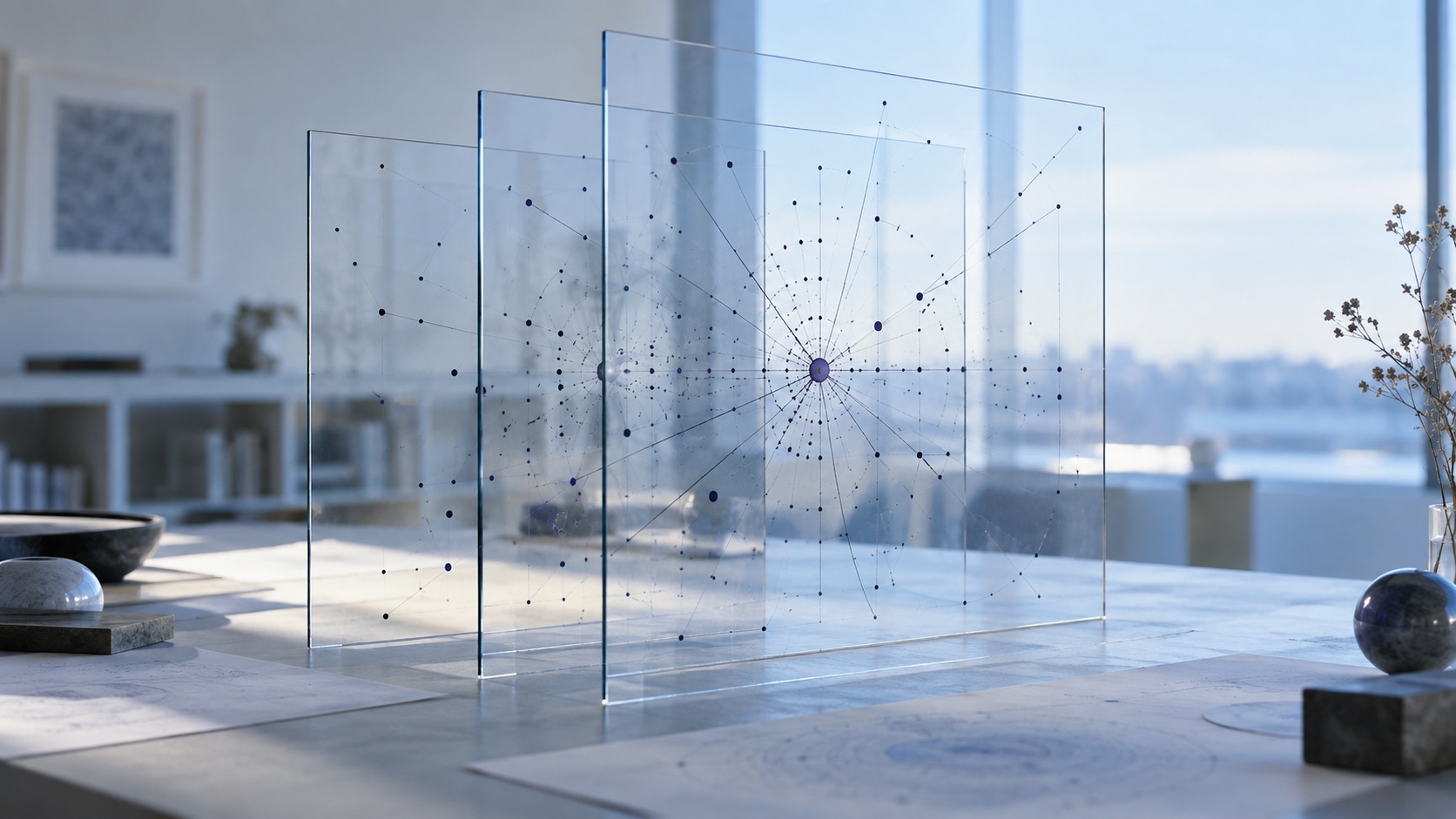 Transparent layers align separate patterns into one connected view